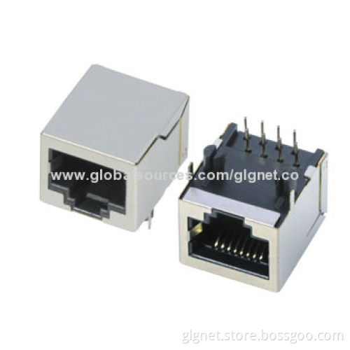 1*1 port RJ45 connector, tab down, side entry, with shielding